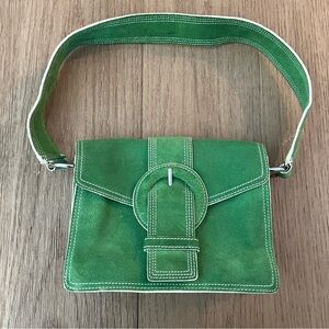 VTG Banana Republic Green Suede Buckle Front Purse